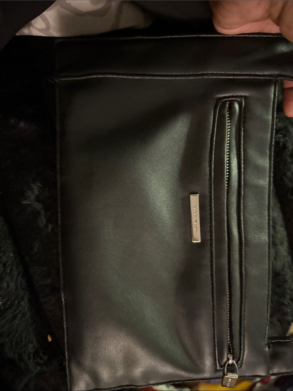 Nine West Black Faux Leather Mini Crossbody Bag